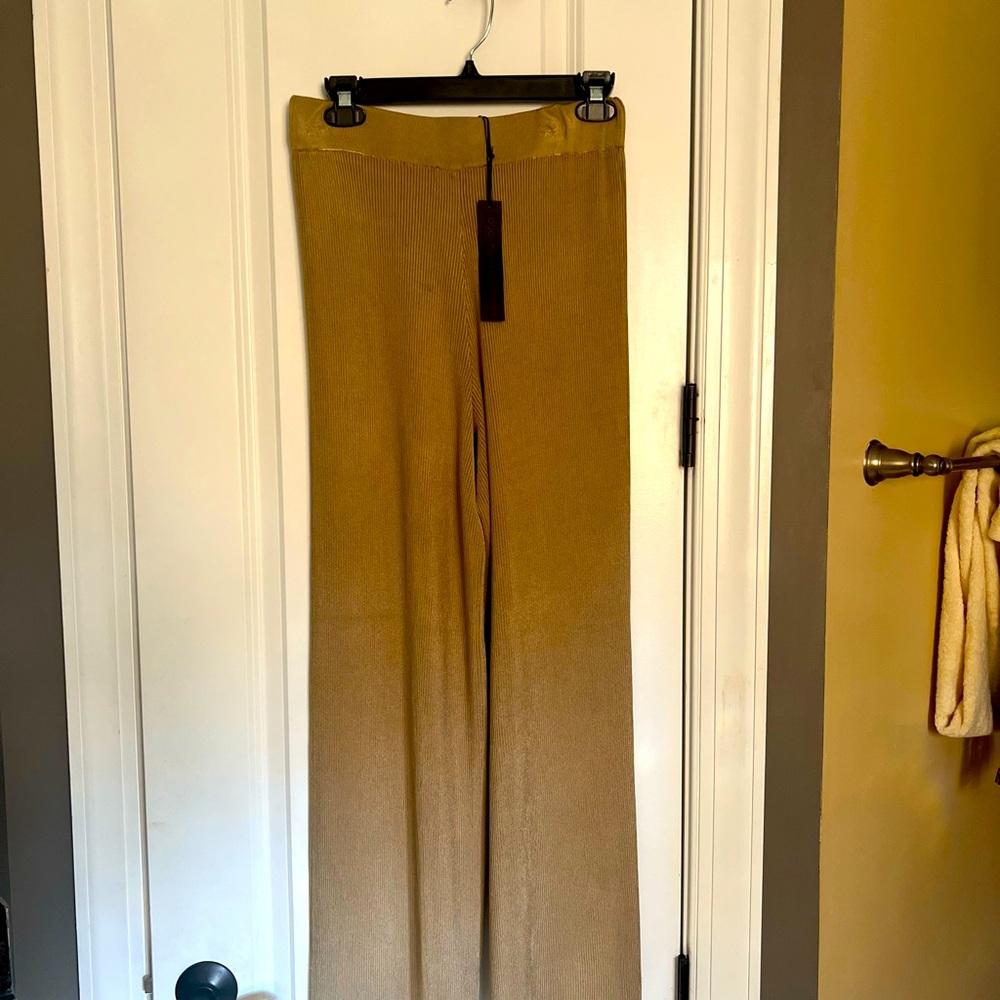 House of Harlow—Beautiful ribbed-knit metallic-gold pants.